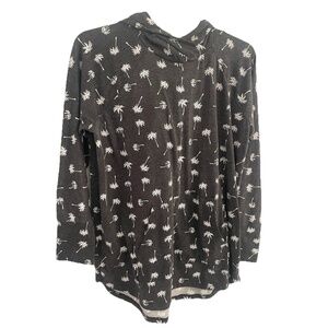 Lularoe Amber Hoodie With Front Pouch Palm Trees Gray Size Large